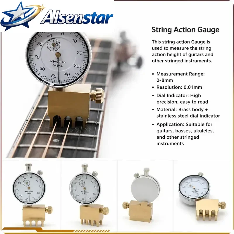 Acoustic Electric Guitar Repair Maintenance Setup Dial Indicator Guitar String Action Gauge Height Measurement Tool