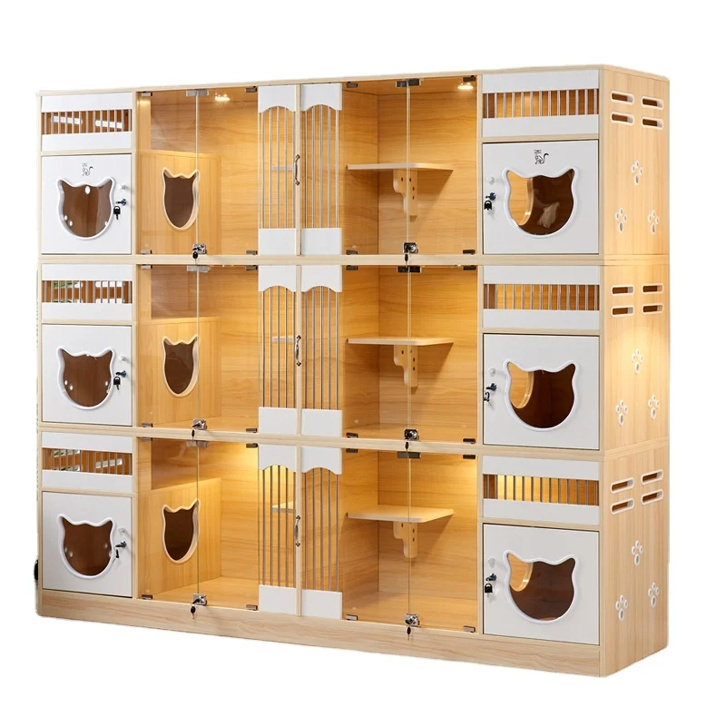 Top Ranking Cheap price Best Quality Indoor Cat Cage Solid Wood Pet Cages & Houses  Furniture  Villa