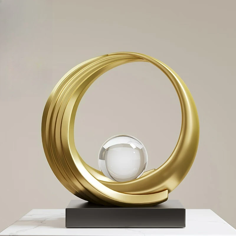 Golden Wave Resin Origami Statue Modern Abstract Home Decoration Emphasizes Abstract Office Desk Center Art Statue Decoration
