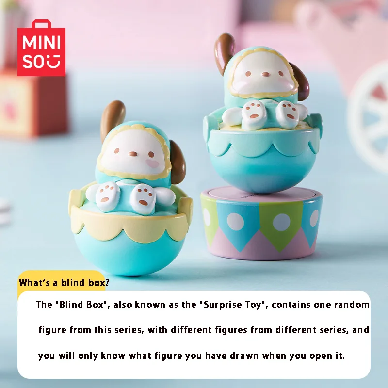 MINISO-Sanrio كرات صغيرة صندوق أعمى ، لطيف الحلي اليدوية ، بهلوان ، بهلوان ، متعة الفاصوليا ، سطح المكتب