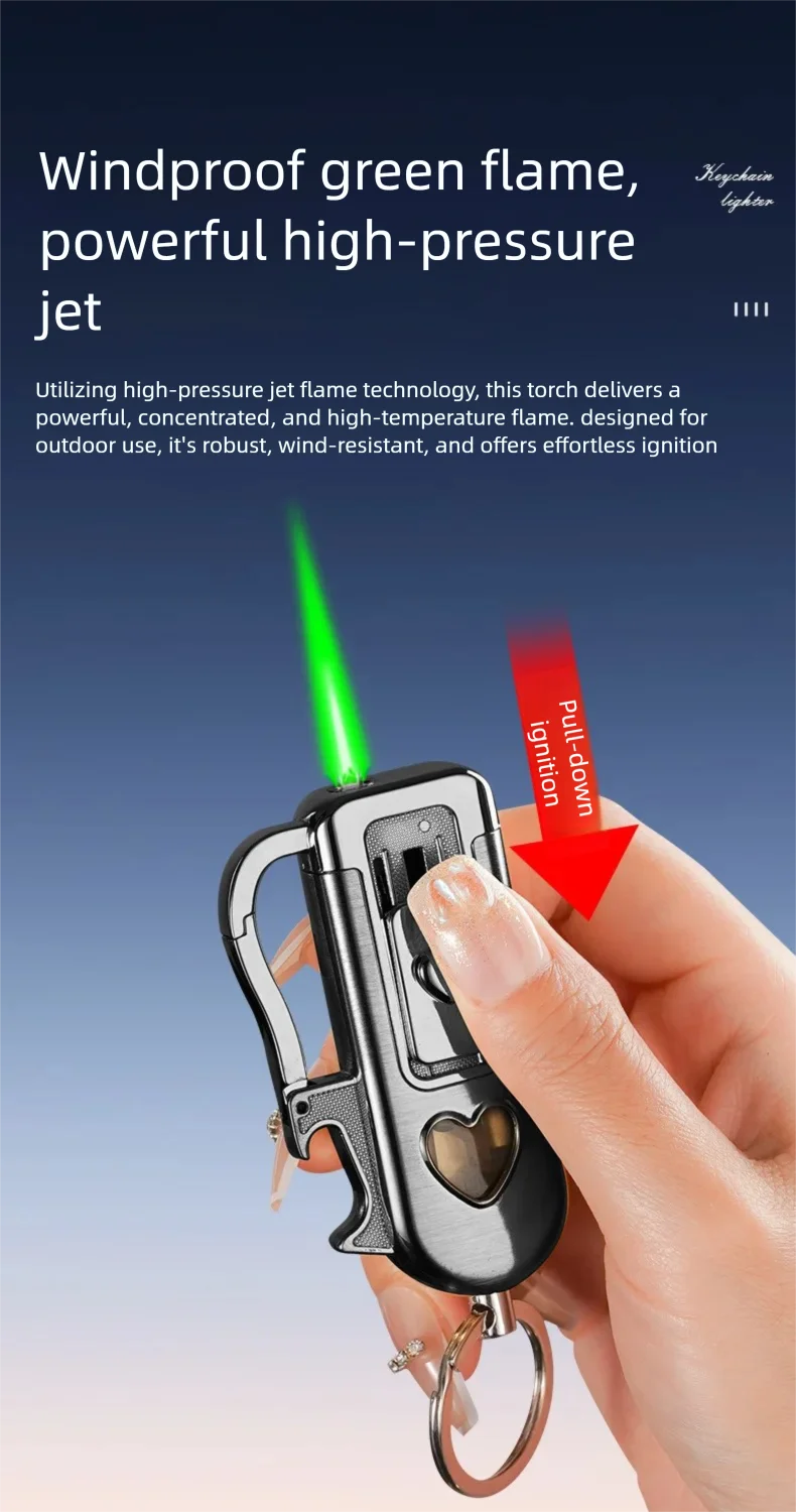 Premium Men's Gift Keychain Lighter Windproof Multifunctional with Visible Gas Window Smoking pipes Lighter unusual