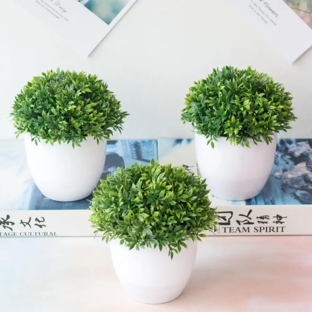 Artificial Plants Lavender Potted Bonsai Green Mini Tree Plants Fake Flowers Potted Ornaments For Home Garden Party Hotel Decor