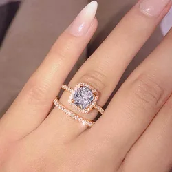 18K Rose Gold Lab Diamond Finger Ring sets 925 Sterling Silver Party Wedding band Rings for Women Men Engagement Jewelry Gift