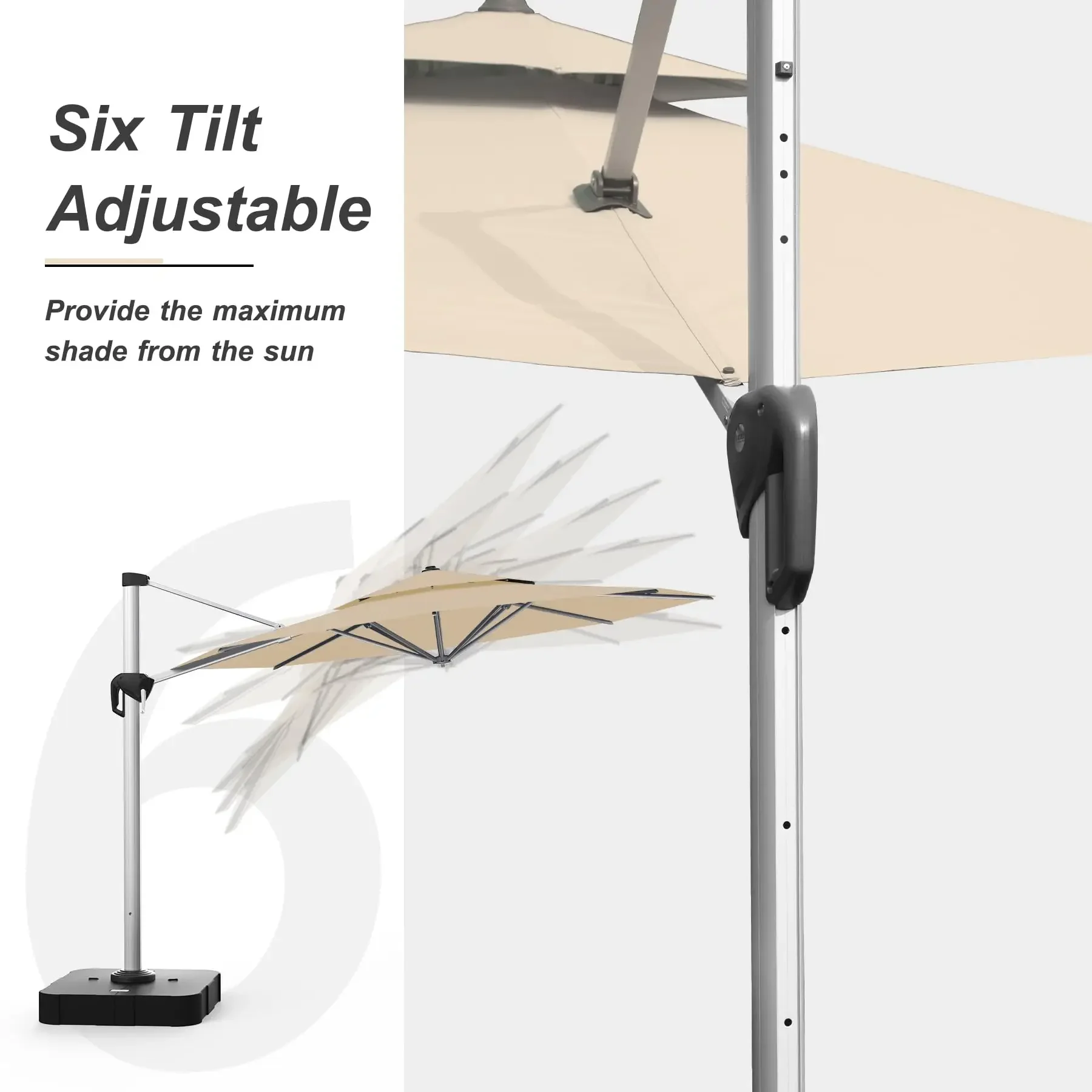11ft Double Top Cantilever Patio Umbrella Windproof Aluminum Offset Umbrella with 360 Rotation Large Garden Deck Pool Bases