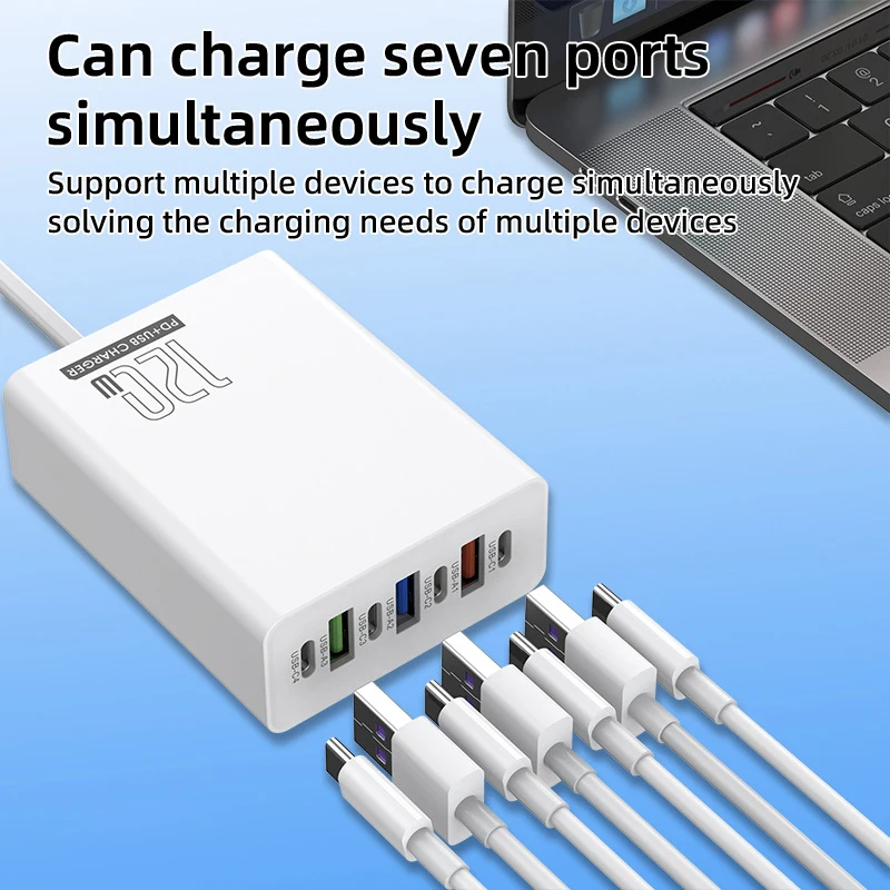 Xiaomi 120 واط 4USB C + 3USB شاحن الهاتف المكتبي شحن سريع محطة الطاقة USB مهايئ شاحن للهاتف أندرويد هواوي اللوحي