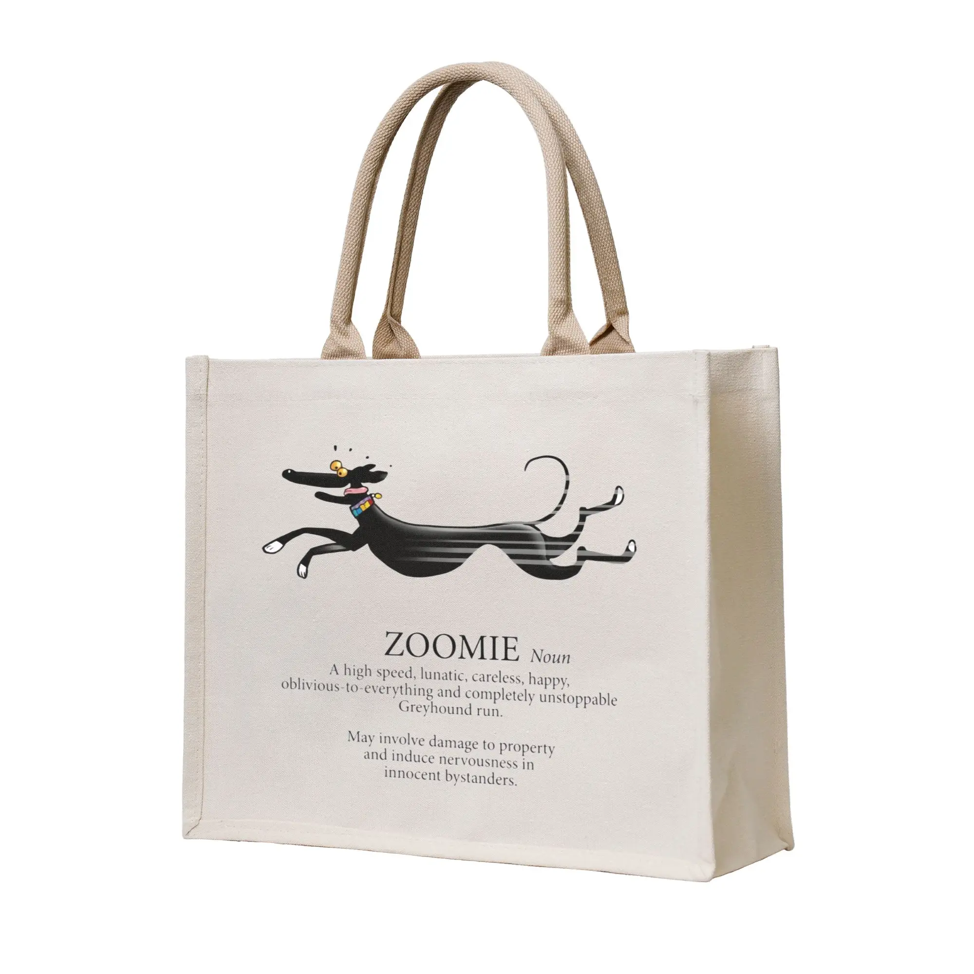 Cute Greyhound Zoomie  Shopping Tote Bags Portable Whippet Sighthound Dog  Groceries Shopper Shoulder Bag