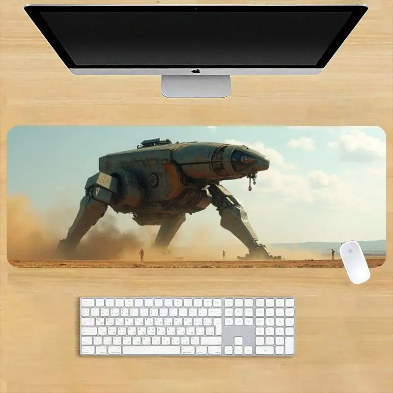 قطعة واحدة من لوحة ماوس الألعاب Sci-Fi Desert Walker - حصيرة سطح المكتب غير قابلة للانزلاق بطباعة عالية الدقة لألعاب الكمبيوتر الملحمية وإعداد مكتب المكتب. الكمال ش آر