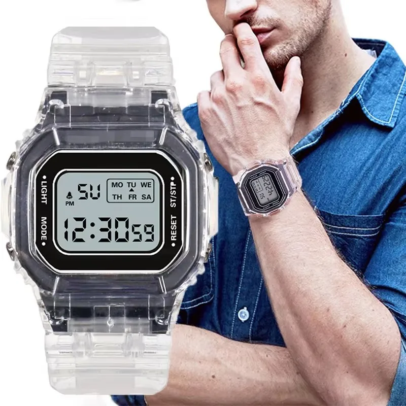 Relojes digitales de moda para hombres y mujeres, Relojes Led cuadrados simples, Reloj de pulsera electrónico deportivo informal, regalo