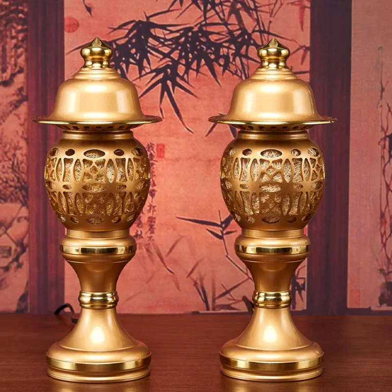 

2pcs Temple Simulation Candle Holder Ornament Household Indoor Enshrined Candle Holder Feng Shui Accessories Home Decoration