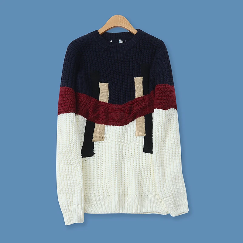 

Color Blo Thiened Long Sve Loose Knitted Sweater Versatile Autumn New Sle Women's Faion Slimming Top round Ne