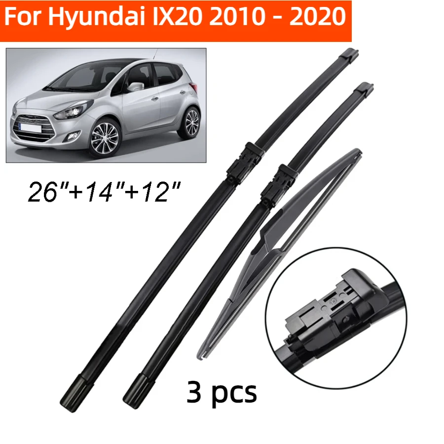 ZHANGU Wiper Front & Rear Wiper Blades Set For Hyundai IX20 2010 - 2020 Windshield Windscreen Window Rain Brushes 26