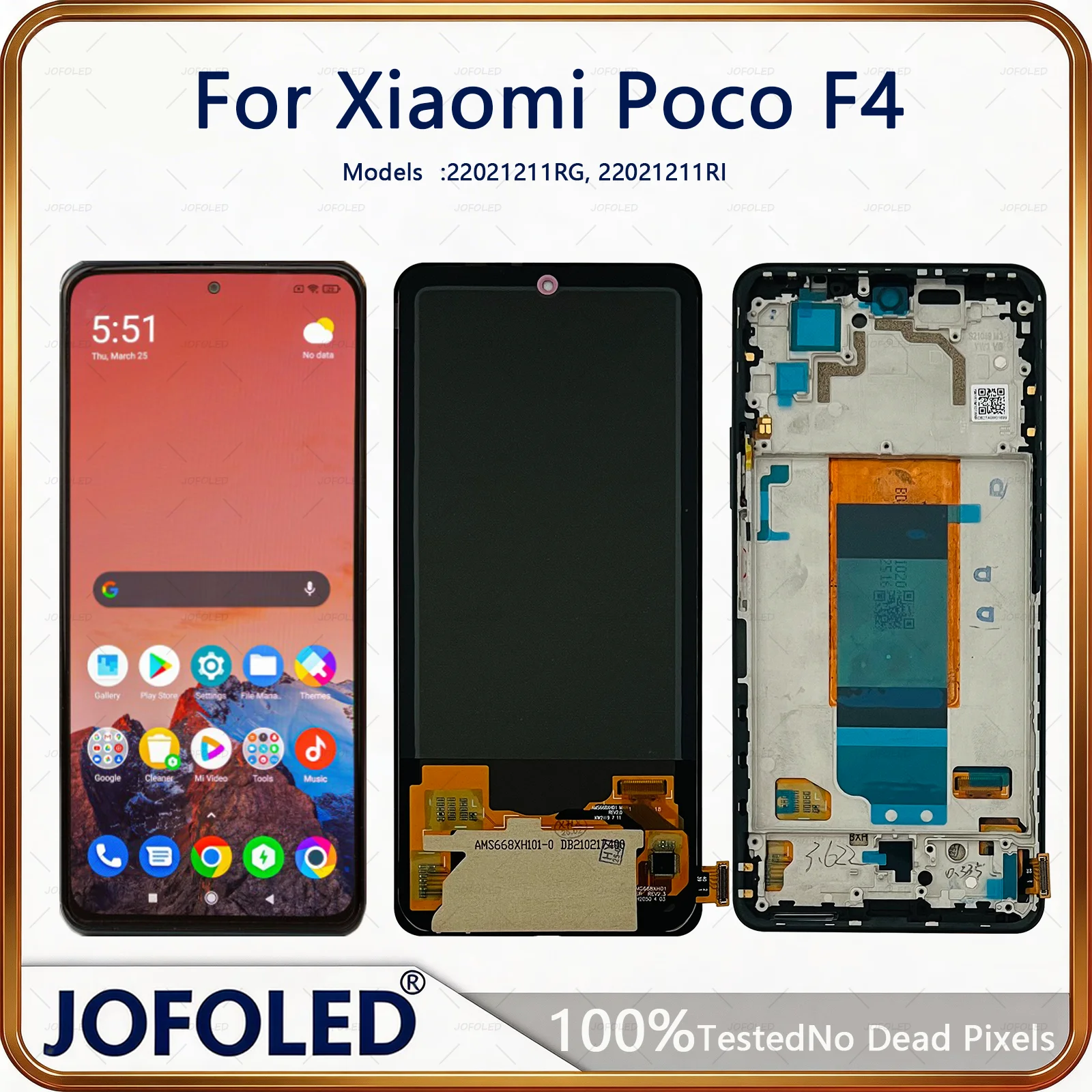 New 6.67 Inch AMOLED For Xiaomi POCO F4 5G 22021211RG Display Touch Screen Digitizer Full Assembly LCD Repair Parts Replacement
