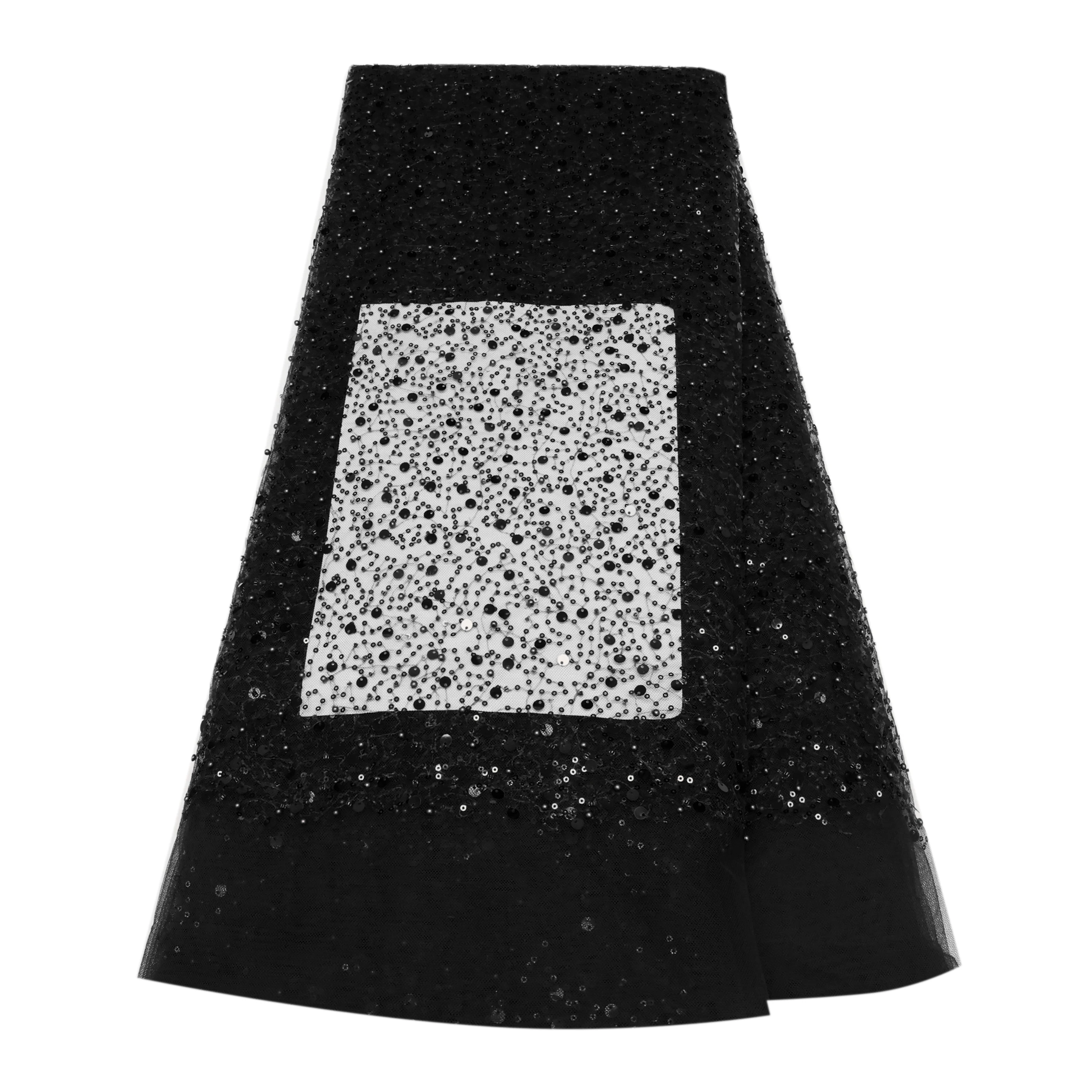 French Elegant Beaded Lace Fabric With Sequined Hot Sale African Lace Material Nigerian Tulle Mesh Lace Fabrics Wedding Dress