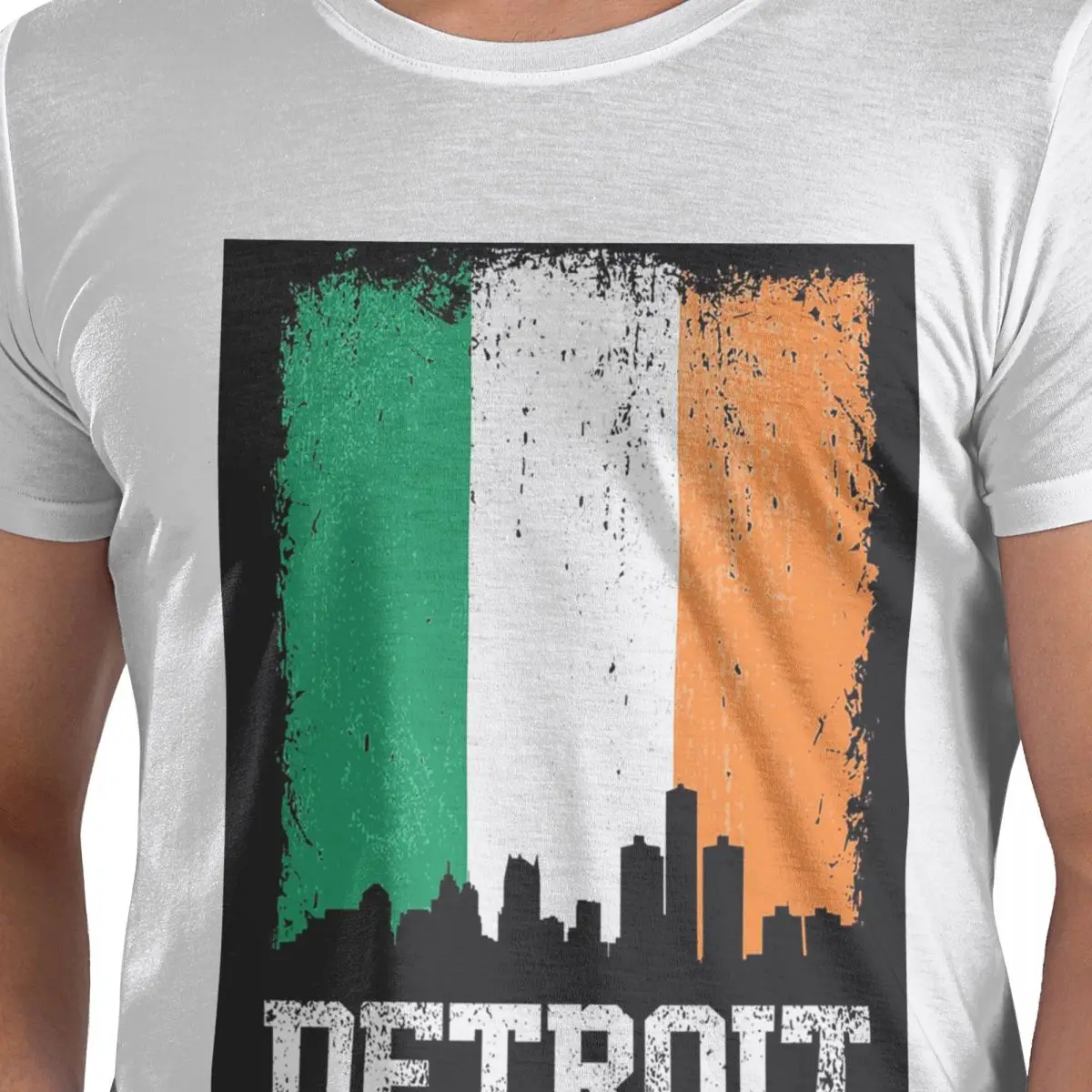 

Хлопковая винтажная футболка Detroit с ирландским флагом Skyline Pride, мужская классическая футболка большого размера, мужские летние рубашки с круглым вырезом, топы S-6XL