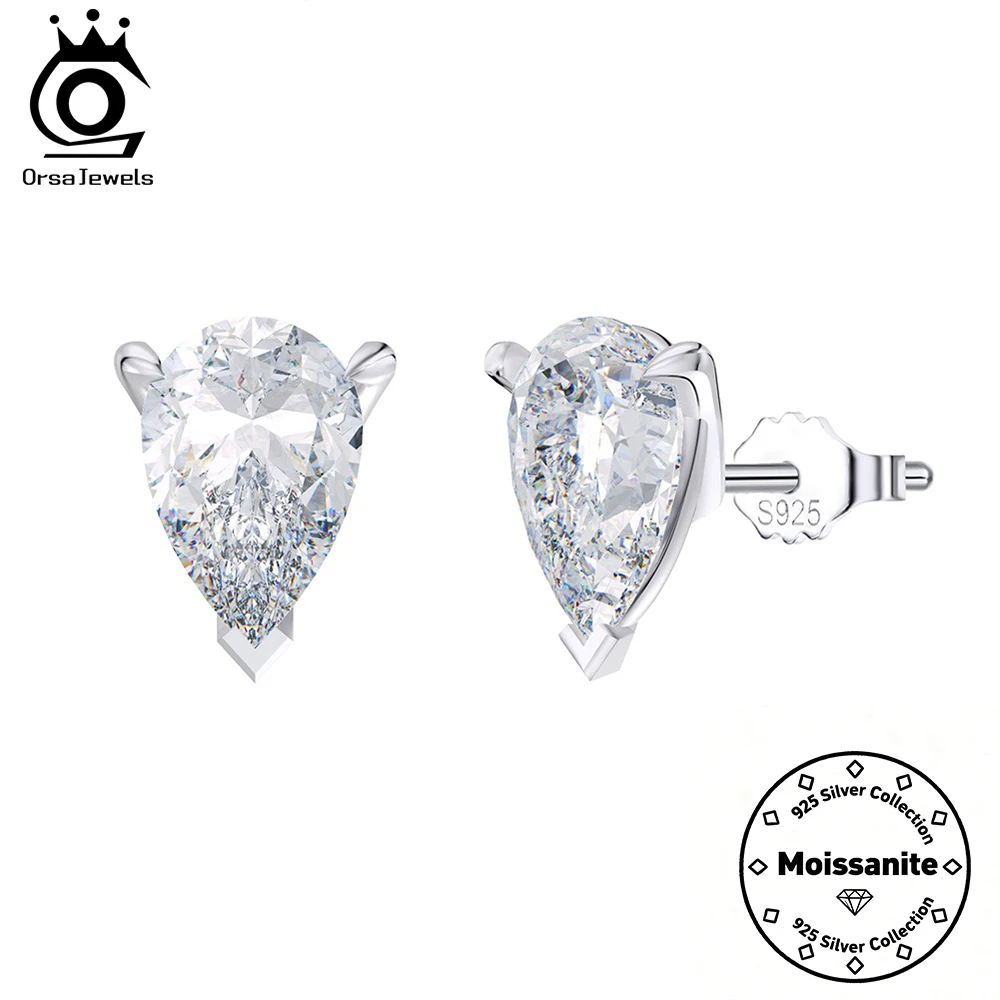 

ORSA JEWELS 0.5ct-2ct D Color Certified Moissanite Stud Earrings Lab Diamond 925 Sterling Silver Shiny Wedding Jewelry SMOE01