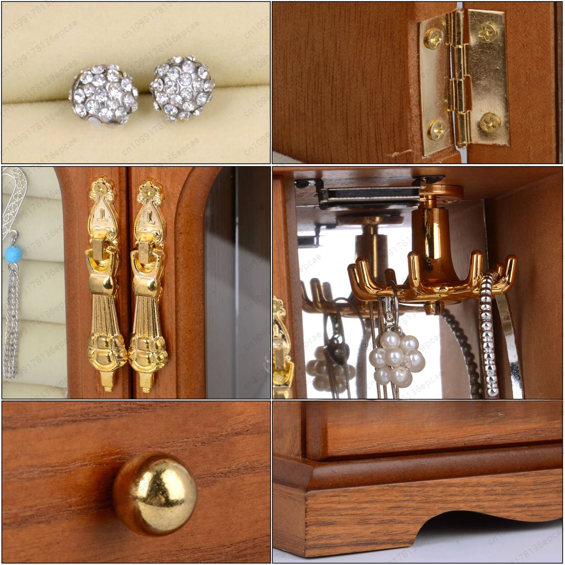 JEwelry Box Necklace JewelRy Solid Wood JewelrY Ring Box Large Capacity Household High-end Ear JewElry Storage