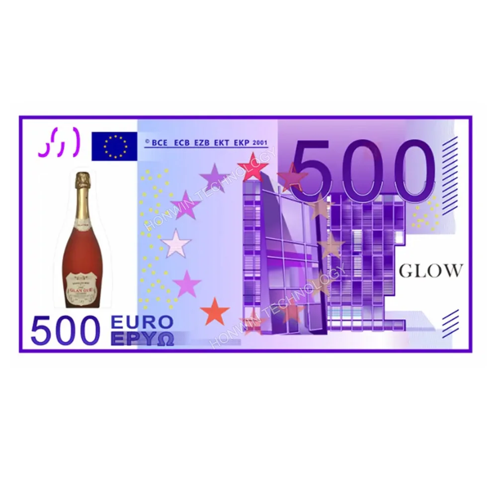 Nightclub 500 Euro Bill Champagne Glorifier Display VIP Benjamin Neon Sign Bottle Presenter Wine Rack Vodka Shelf Tequila Holder