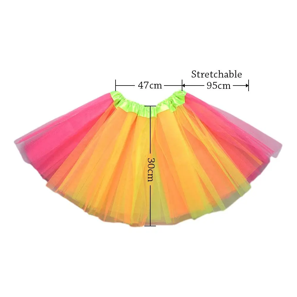 Saias coloridas de balé para meninas, saia Tutu arco-íris, Pettiskirt dança tule para crianças, rede de moda