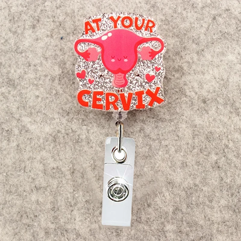 New Cartoon Uterus And Brain Medical Nurse Retractable Badge Reel ID Card Holder Exhibition Name Card Clip