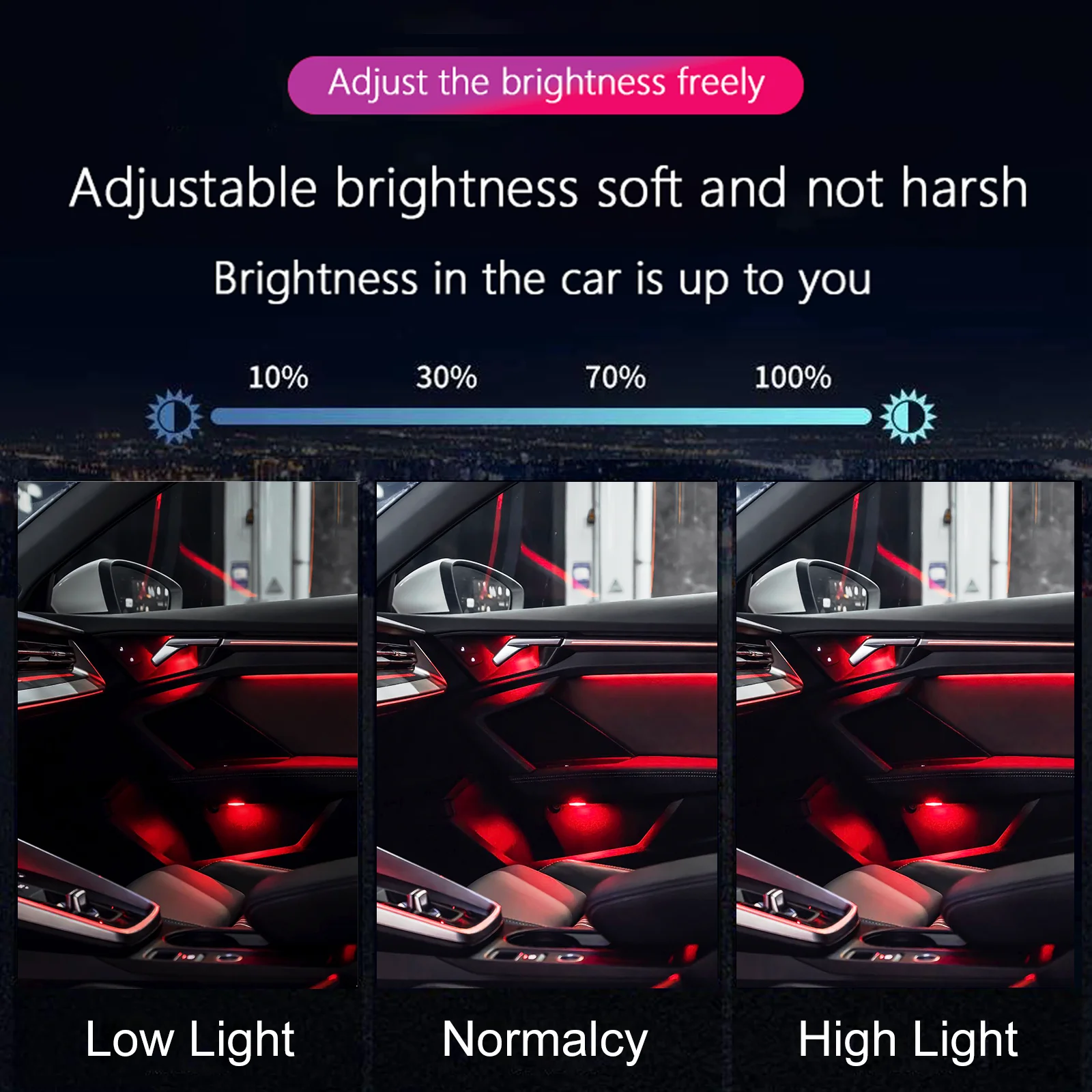 For Audi A3 / RS3 2013–2025, 1:1 OEM Molded Vehicle-Specific Ambient Light, OEM Screen Control Supported