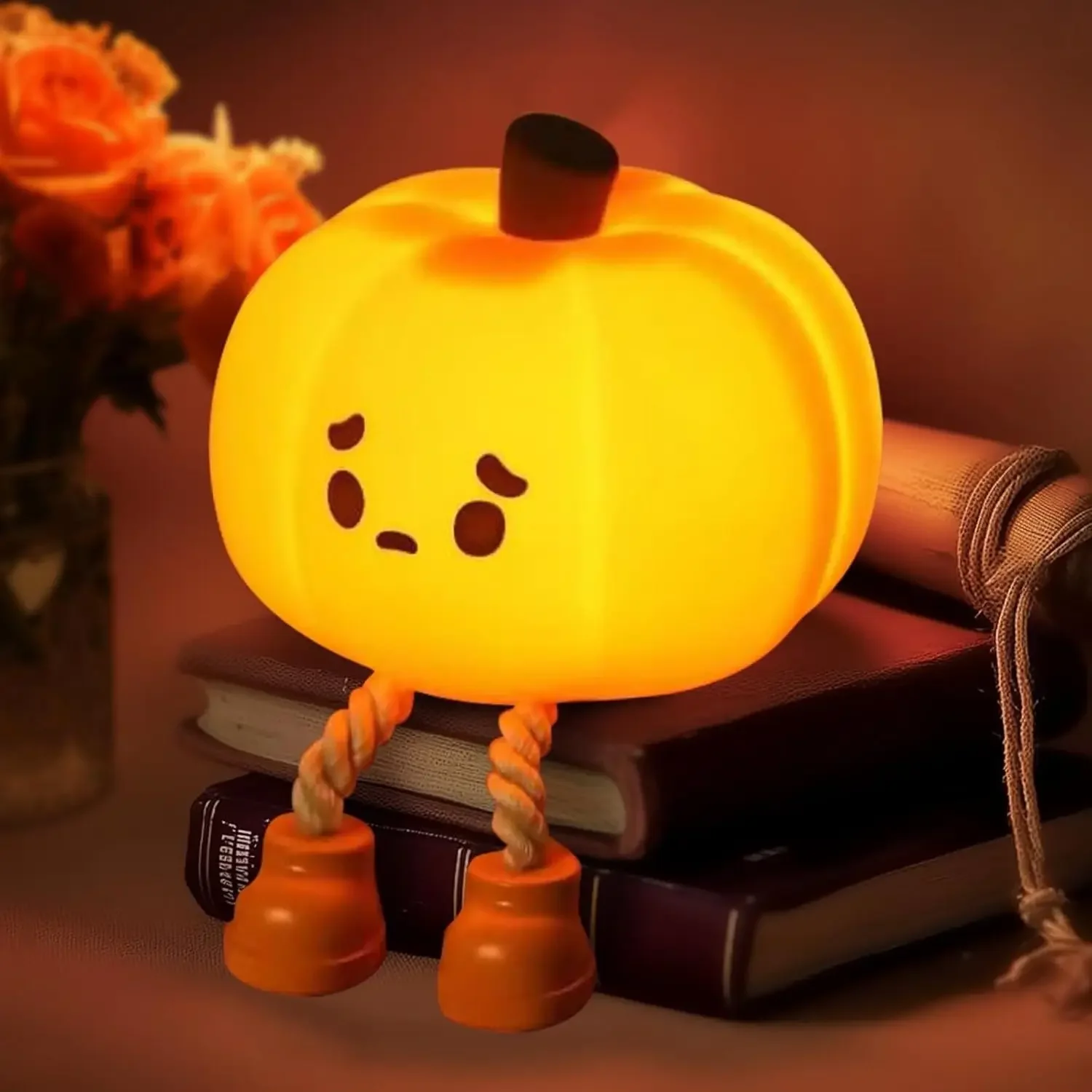 

Сумный ночник с тыквой, милый силиконовый ночник с тыквой, силиконовый ночник с регулируемой яркостью для детей, перезаряжаемые сенсорные светодиодные кровати