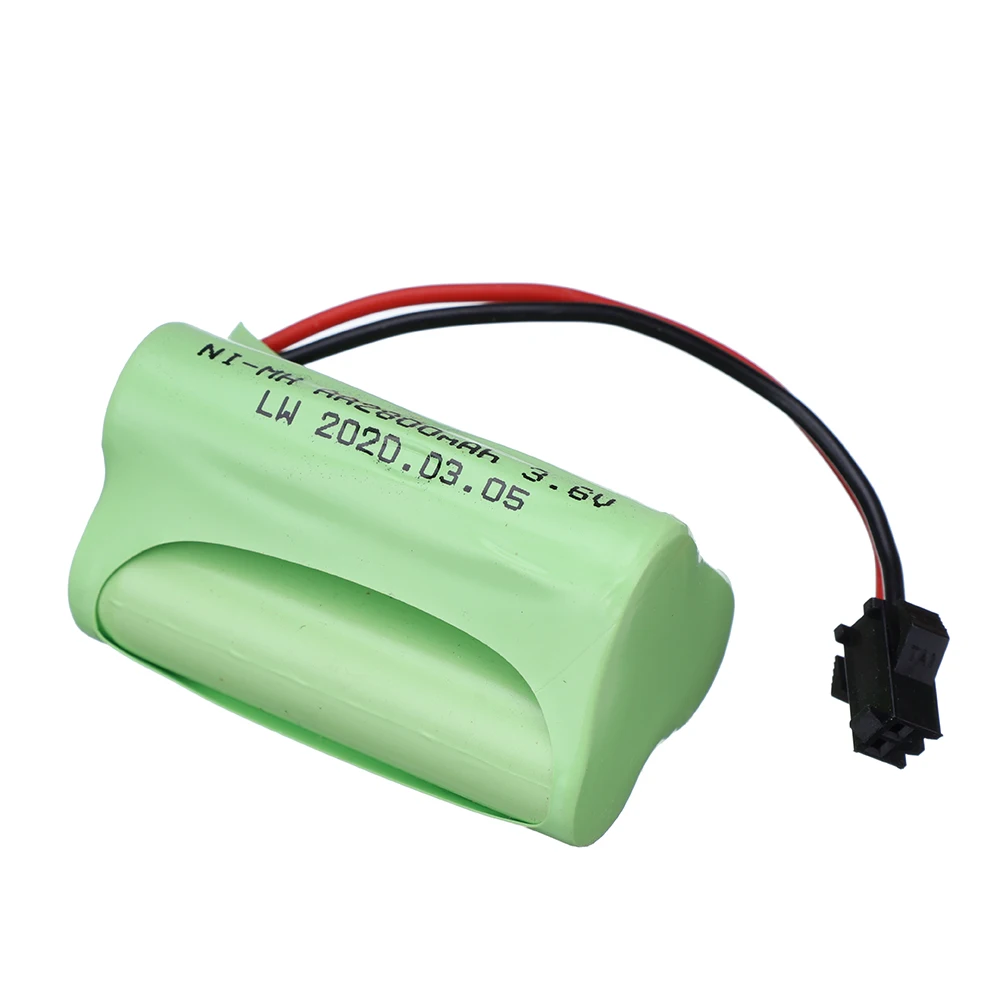 (Enchufe SM) Ni-MH 3,6 V 2800mah batería para Rc juguete coche tanque tren Robot barco pistola actualización AA 3,6 v 2400mah Paquete de batería recargable