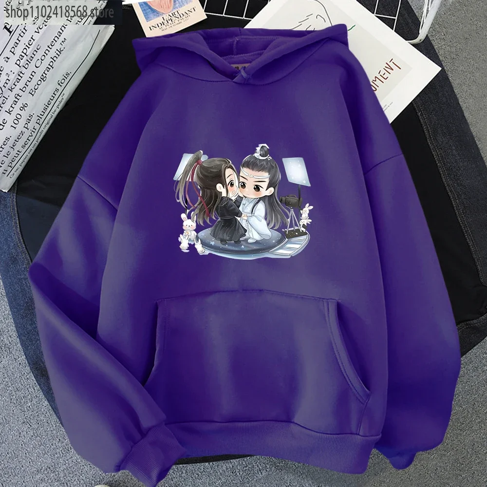 Cartoon Mo Dao zu Shi Frauen Hoodies Wei Wuxian und Lan Wangji Sweatshirts Langarm Pullover Kawaii Mädchen Hoody Winter lässig