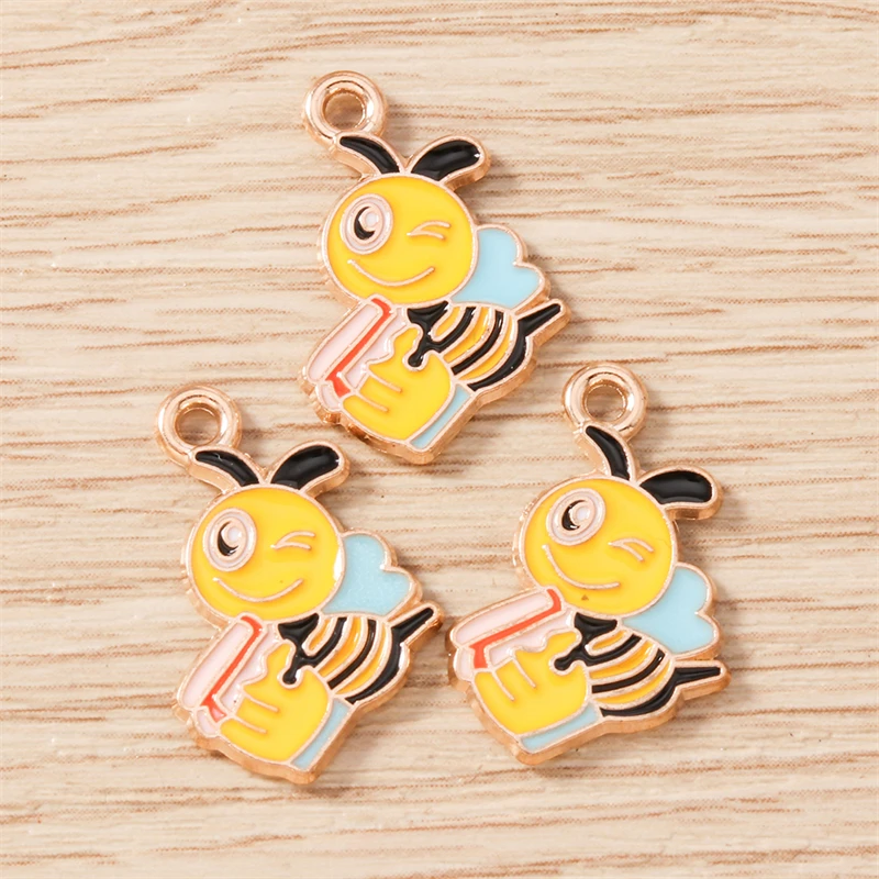 10 Stück Mix Cartoon Tier Biene Charms Emaille Honigbiene Blume Charms Anhänger für Schmuckherstellung Halsketten Ohrringe DIY Handwerk Geschenk – Detail 22