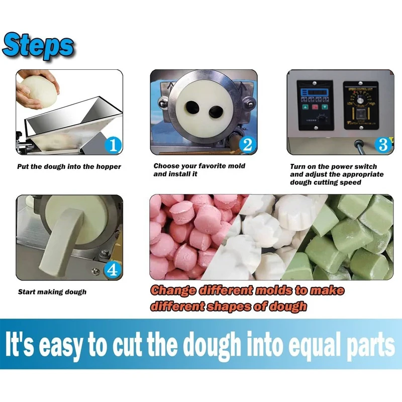 Diviseur de pâte électrique en acier inoxydable, Machine ronde, coupe-pâte automatique, Machine à petits pains à rouleaux