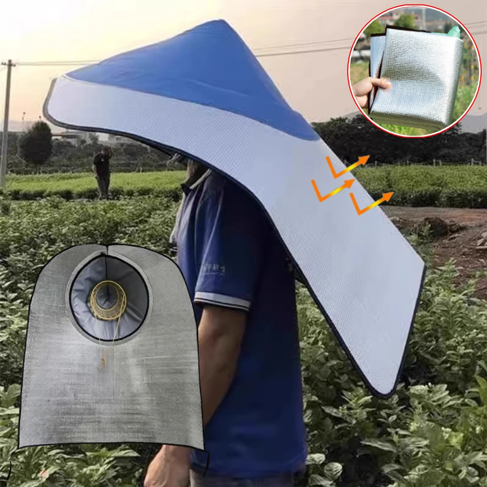 Agriculture Farming Hats - หมวกกันแดดแบบมีฮู้ดสำหรับกิจกรรมกลางแจ้ง ปีกกว้าง ป้องกันรังสียูวี พร้อมผ้าคลุมกันฝน ระบายอากาศได้ดี เหมาะสำหรับทำสวน