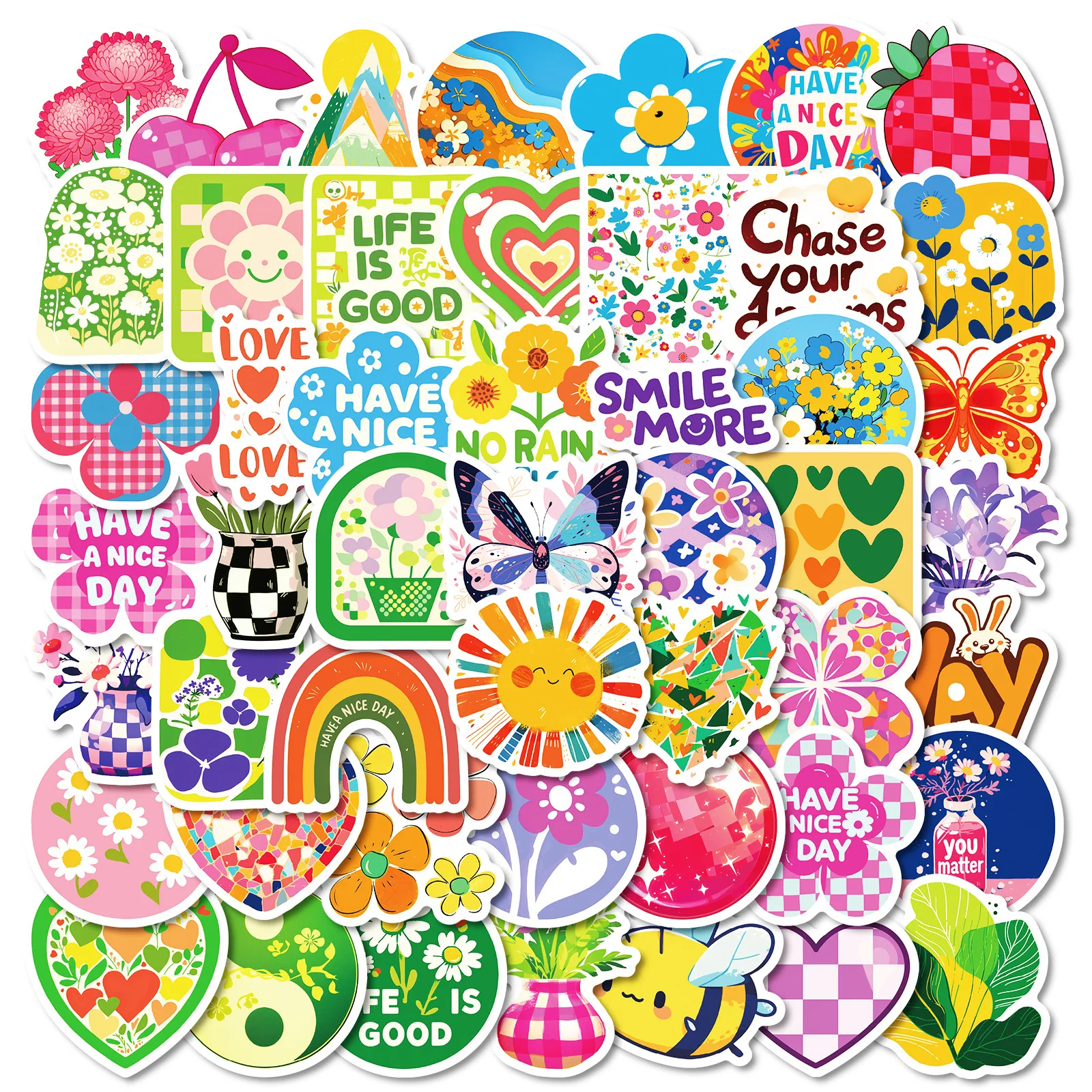 

50PcsCartoon Cute Style Grid Series Graffiti Stickers For Mobile Phone Shell Skateboard Decorative Stickers DIY Toy Sticker Pack