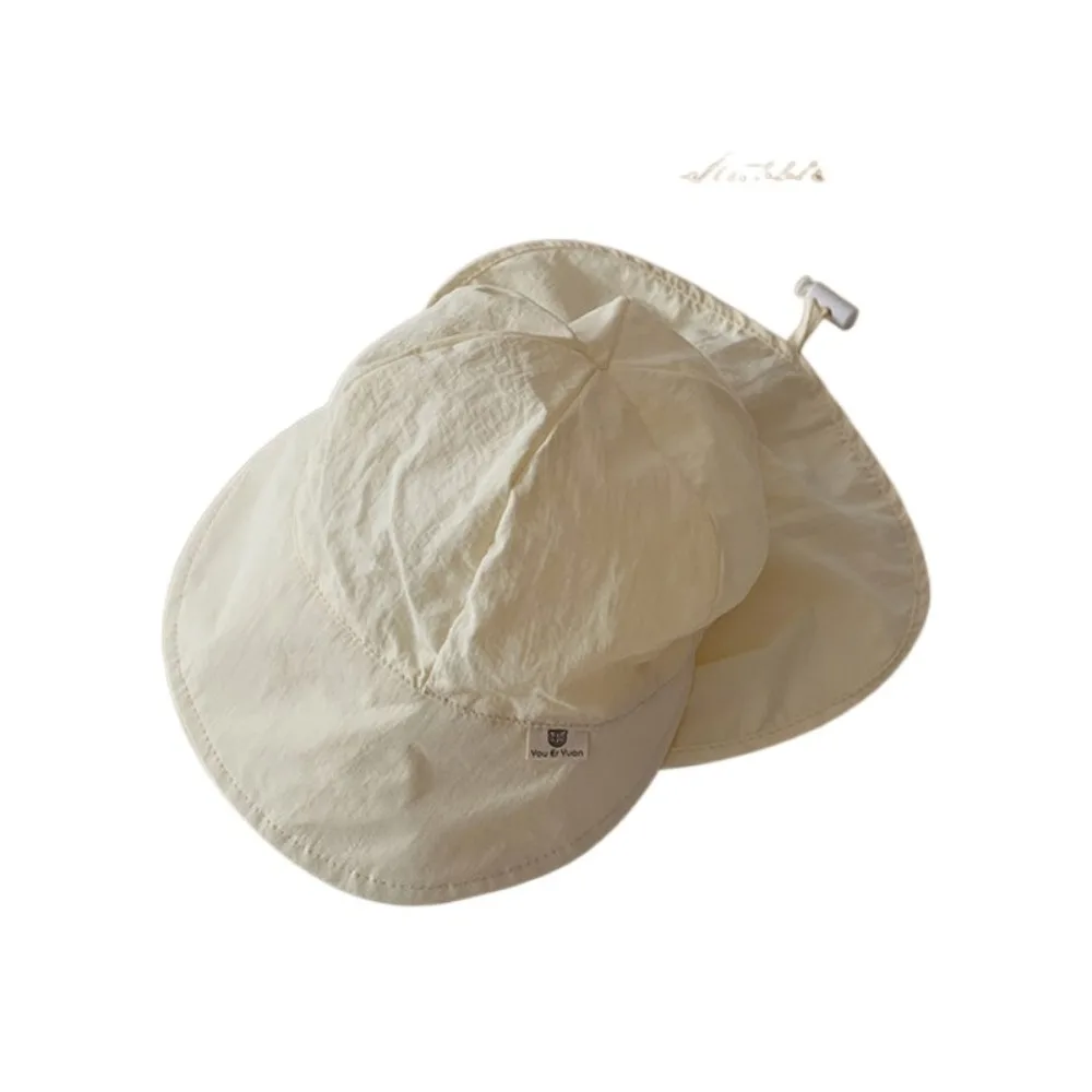 

Simple Solid color Children Sun Hat Neck Ear Cover Wide Brim Kids Beach Cap Flap Cap UV Protection Sunscreen Bucket Hat Girl
