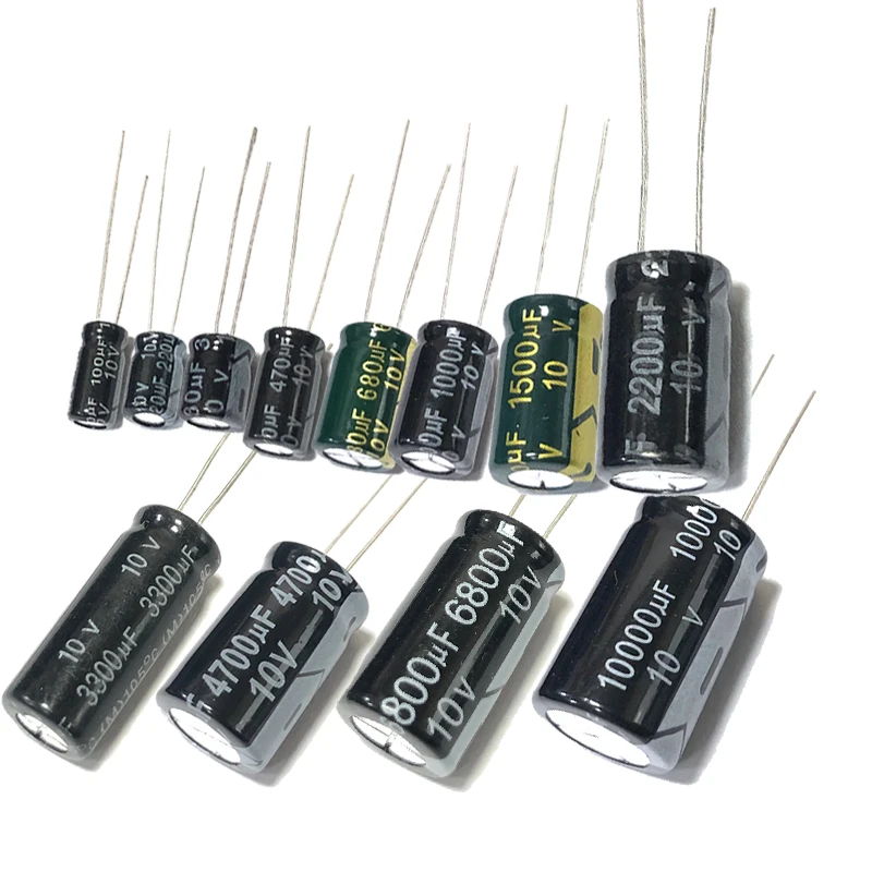 Kondensatory elektrolityczne aluminiowe 10V 10WV 100uf 220uf 330uf 470uf 680uf 1000uf 1500uf 2200uf 3300uf 4700uf 6800uf 10000uf