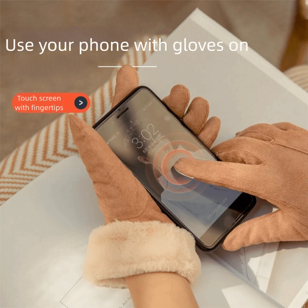 Guantes suaves y cálidos para invierno, forro polar para mantener el calor, guantes para pantalla táctil, manoplas a prueba de frío y viento para ciclismo de invierno