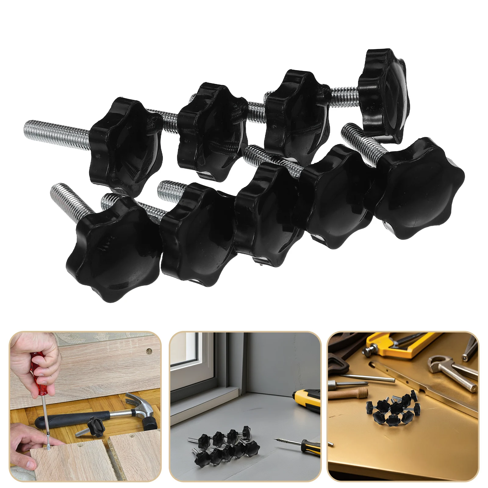 

20pcs Plum Shaped Plastic Hand Knob M8X40Mm Star Threaded Grip Handle For Woodworking Cabinet Diy Tool Free Installation
