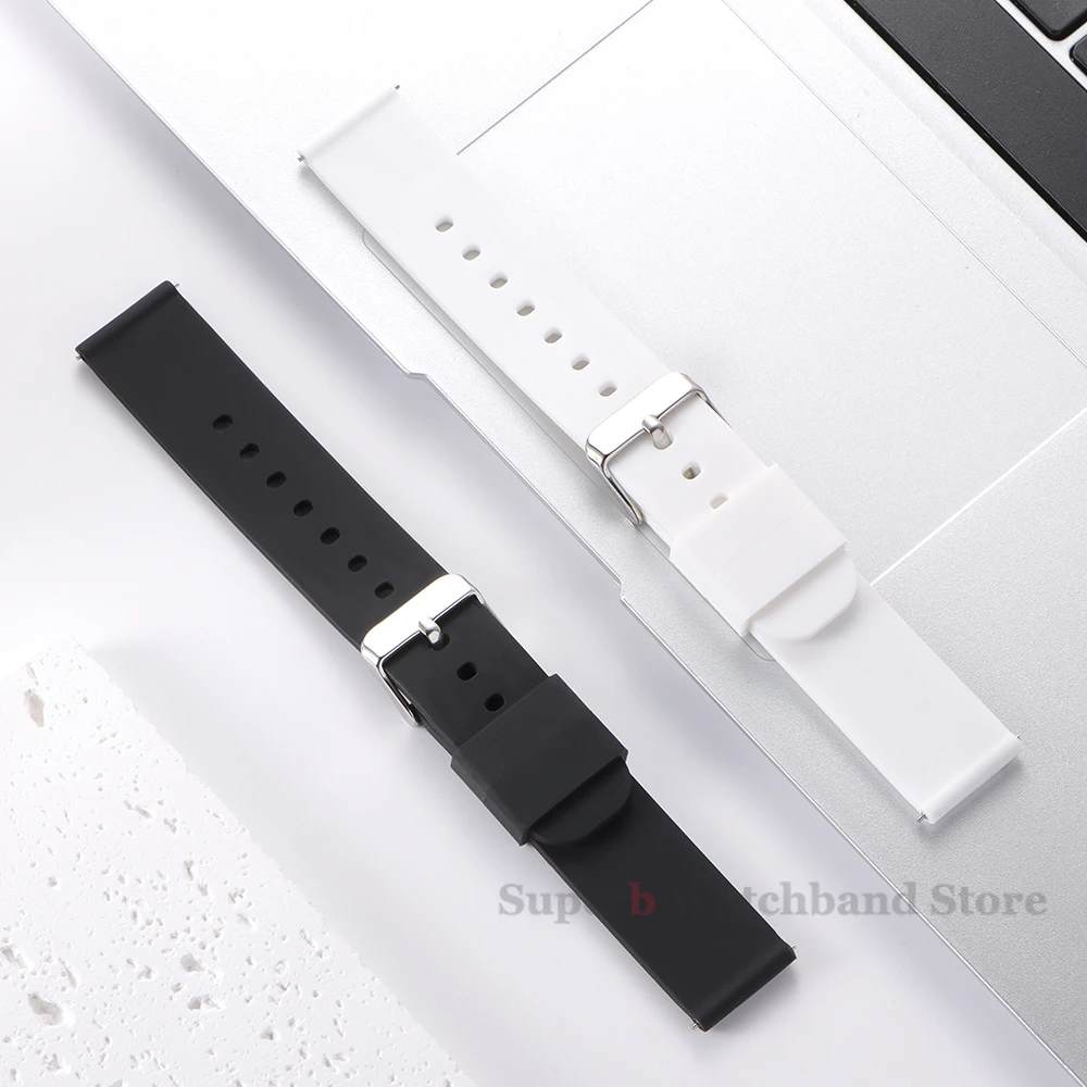 Silicone Watch Band for Samsung Galaxy 18/20/22/24mm Soft Quick Release Rubber Watch Bands for Garmin for Huawei Watch Straps