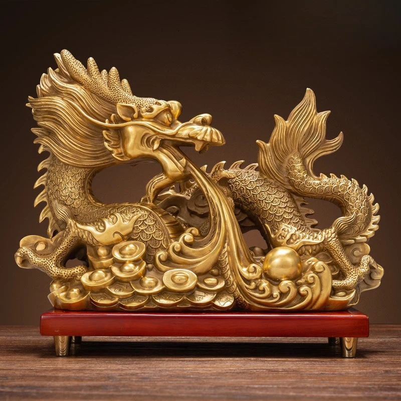 

Pure copper lucky dragon ornament Xianglong Qinglong high-end atmosphere living room office