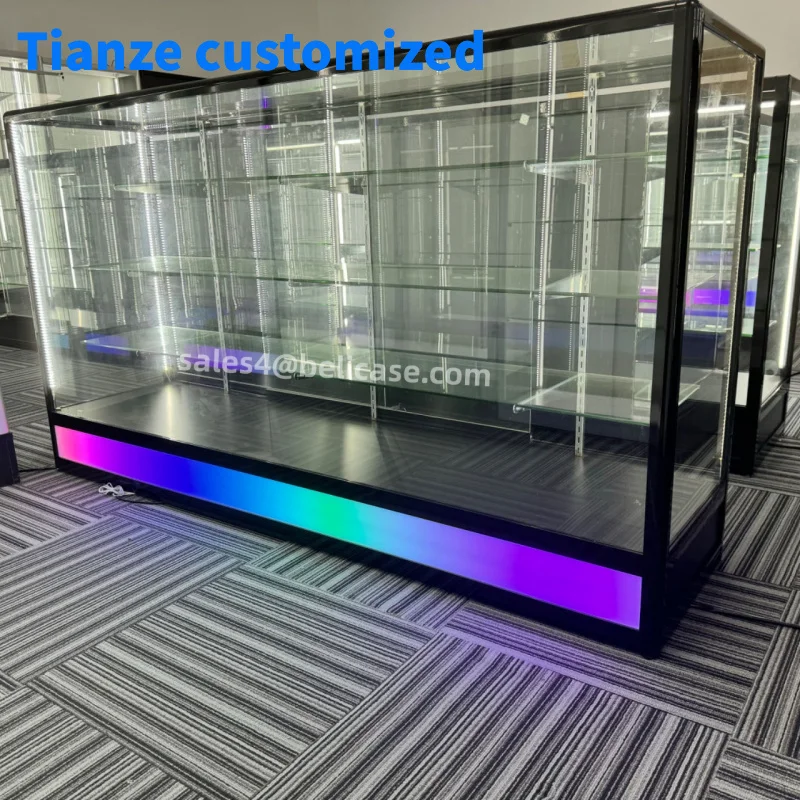 

(Customized) ExtraDisplay Showcase with LightLockable Aluminum Frame Display Mobile Phone Glass Cabinet Glass Retai