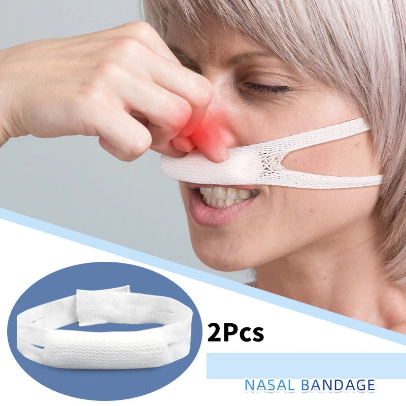 2Pcs White Elastic Nose Bandage External Nasal Bandage Dressing Holder With High Absorption Capacity Stretchable For Nose