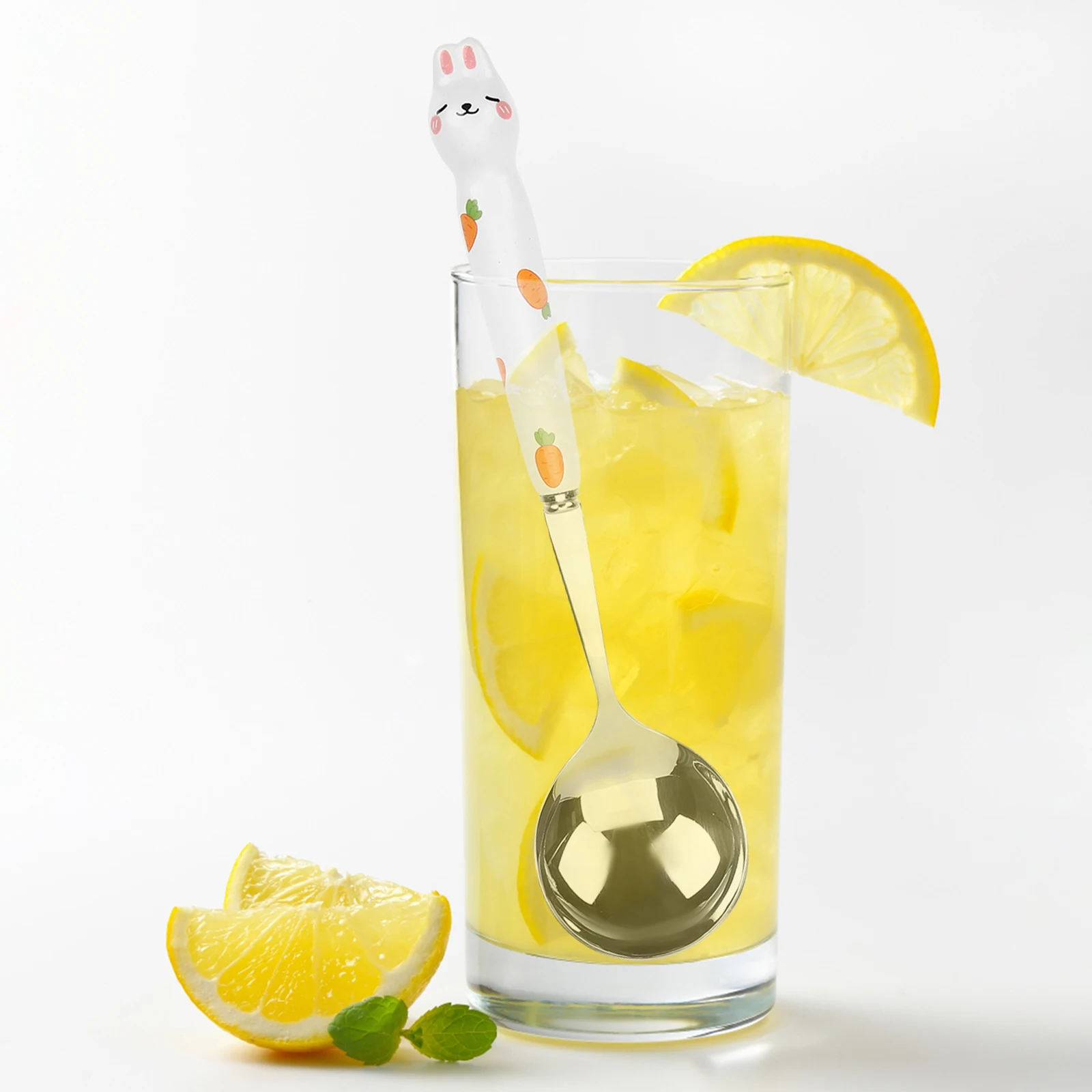 

4Pcs Adorable Rabbit Spoons Metal Dessert Spoons Set for Cake Ice Cream Soup Tasting Exquisite Small Spoon with Ergonomic Handle