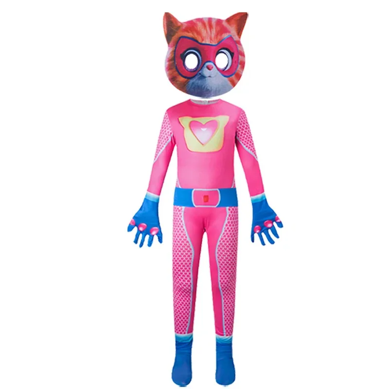 Disfraz de Super Kitties, mono ajustado, mono de súper gato, disfraz de Halloween para niños, disfraz de fiesta de cumpleaños de SuperKitties de Anime