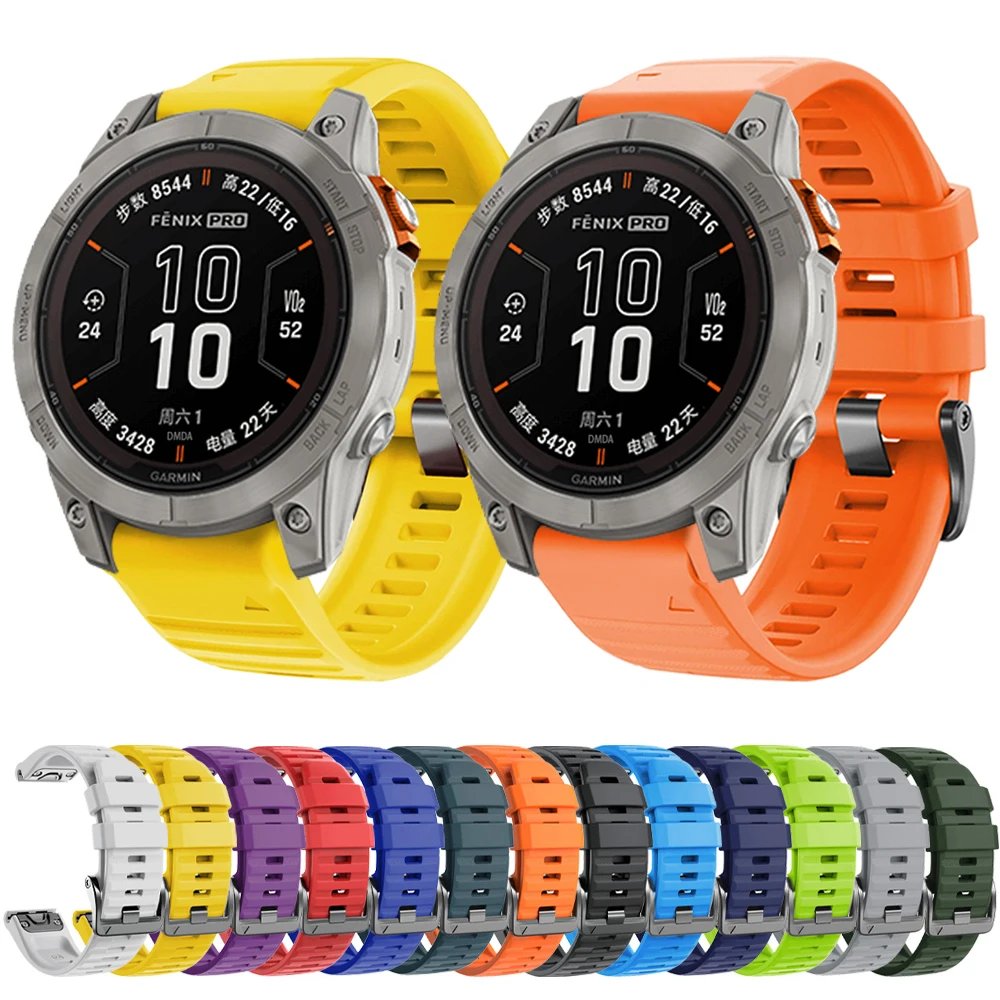 QuickFit 22mm 26mm Watch Strap For Garmin Fenix 7X 7 Solar/6X 6 Pro 5 5X Plus 3 3HR/Epix/MARQ Smartwatch Band Silicone Bracelet