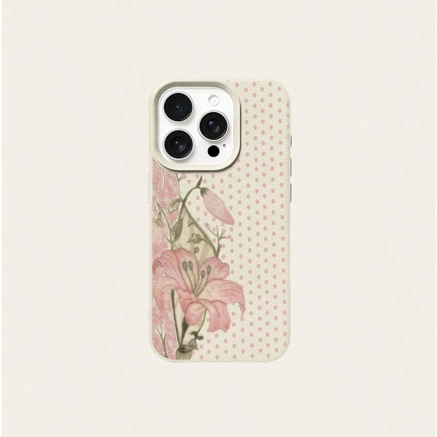 Cute Polka Dot Lily Floral Pattern Phone Case For iPhone 18 17 Pro Max Cases iPhone 16 15 Plus 14 13 12 11 XS X XR Air 17E Cover