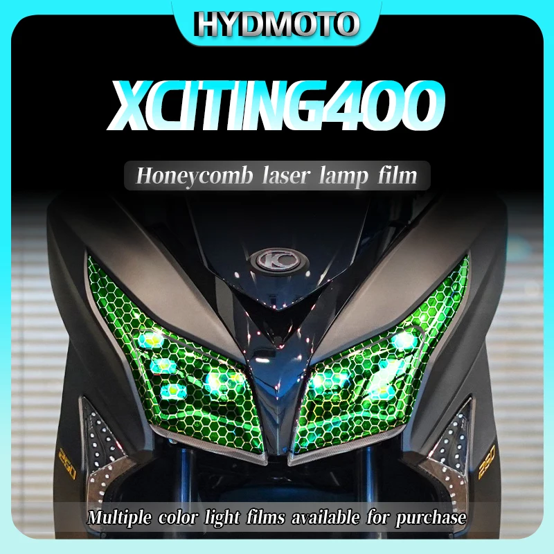 For KYMCO XCiting 400 honeycomb laser light film headlight protection film transparent film sticker modification accesorios moto