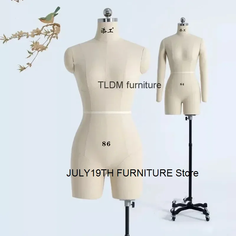 Bust Dressmaker Mannequins Dress Display Stand Pinned Sewing Linen Cover Body Mannequin with Legs for Women's Clothing Design GM