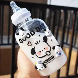 450mlSanrio Cartoon Cute Internet Celebrity Pochacco Straw Glass Adult Bottle Pink Girly Heart Student Pacifier for Girlfriend