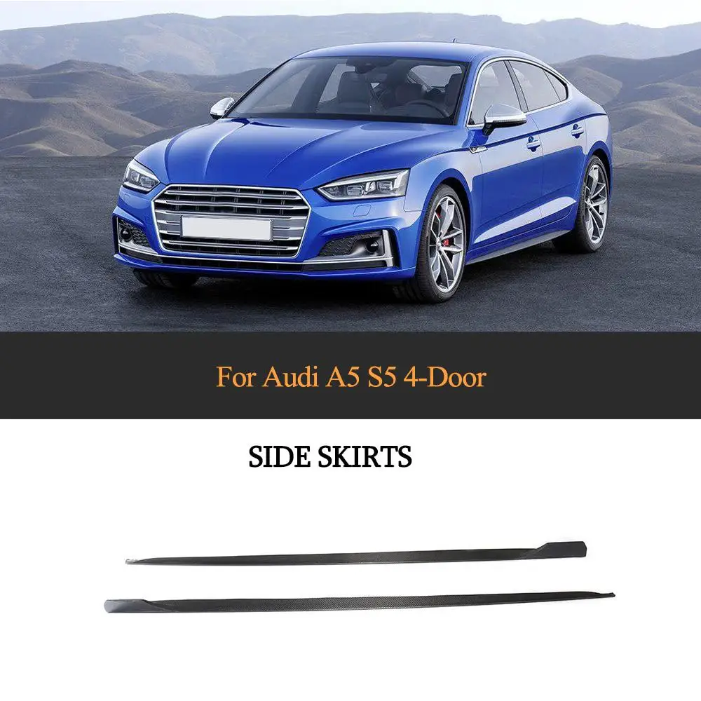 Car Side Skirts For Audi A5 Sline S5 4 Door 2018 2019 Door Flaps Blade Fender Aprons Carbon Fiber