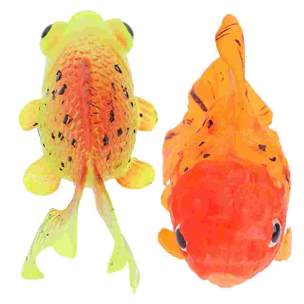 

2 Pcs Artificial Goldfish Crafts Fake Decorative Toys Floating Crab Model Tank Adorable Figure Silicone Decoration