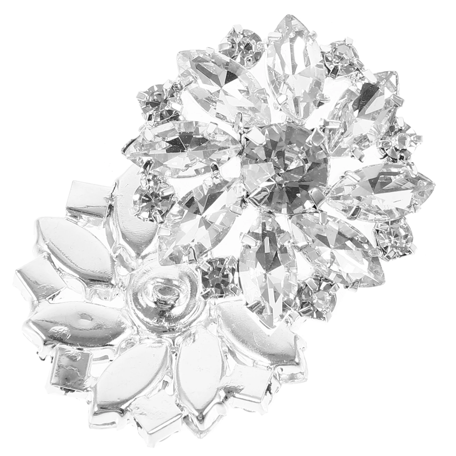 

2Pcs Rhinestone Shoe Buckles Detachable Metal Sewing Buttons Craft Decoration Wedding Party Accessories White