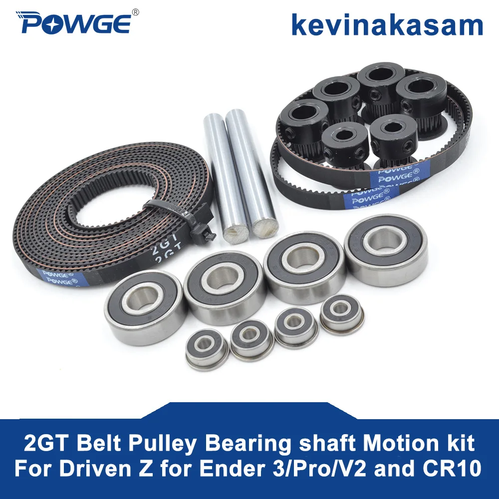 

POWGE Kevinakasam GT2 2MGT Synchronous Belt Pulley Bearing Motion Kit For Driven Z For Ender 3/Pro/V2 and CR10 i3 Creality